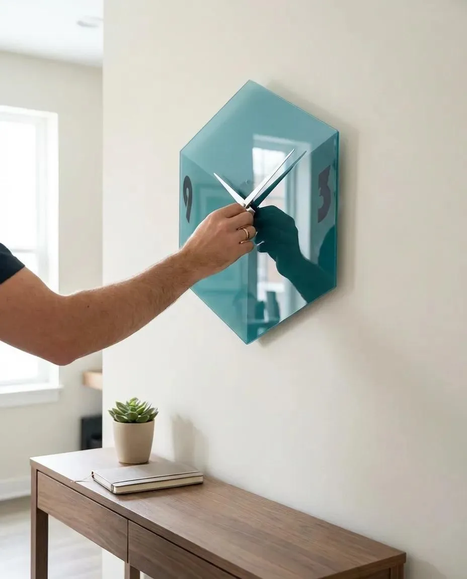 Vetra | Pleksi Duvar Saati 40x40 cm | UV Baskılı Modern Geometrik Saat — görsel 2