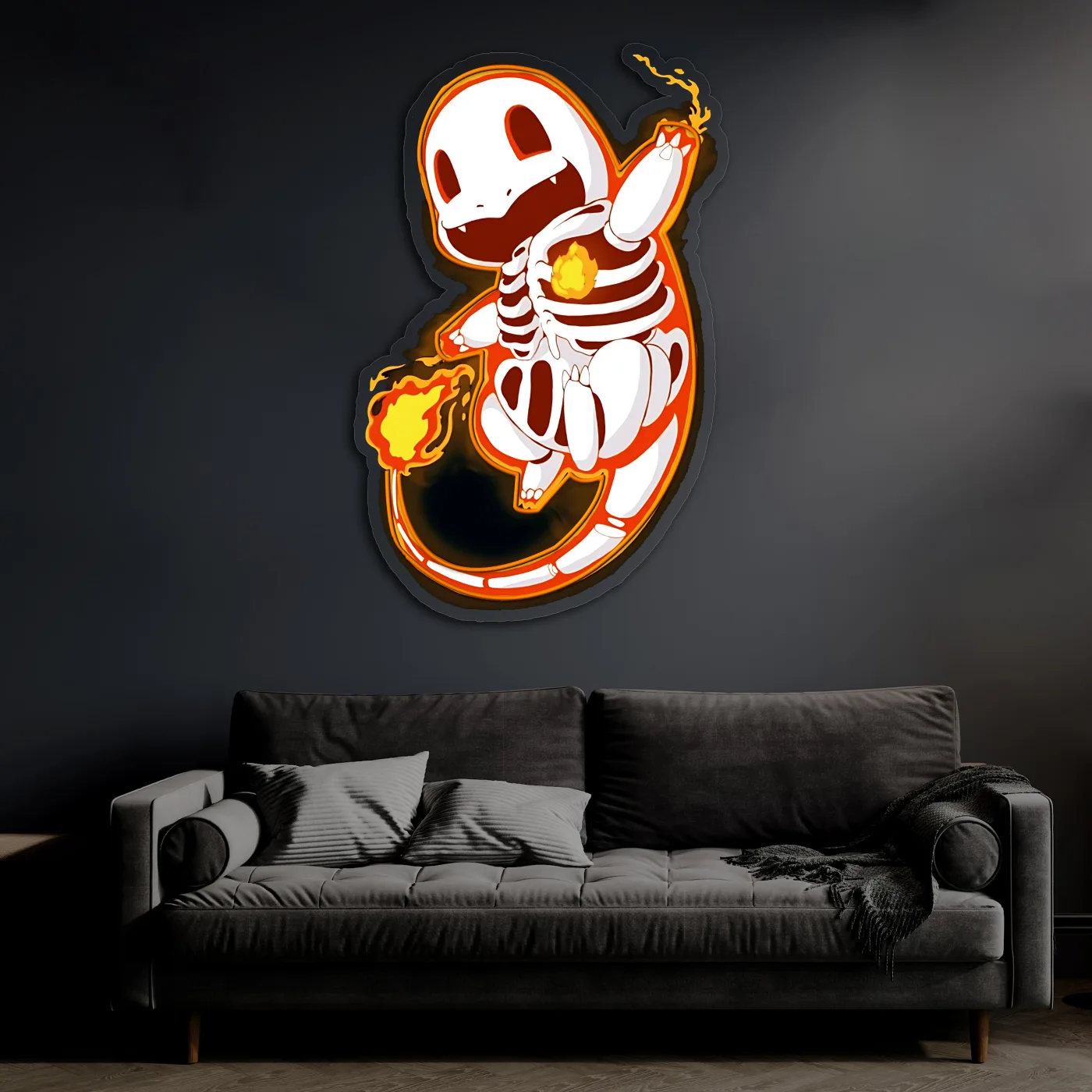 Charmander Neon Duvar Dekoru | Ateş Pokémon LED Işıklı Tablo | Anime ve Oyun Odası Dekoru | UV Baskı Pleksi Neon — görsel 4