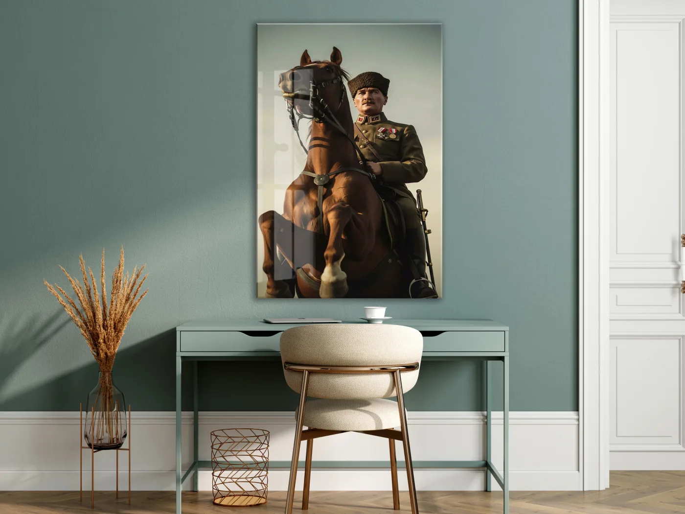 Mustafa Kemal Atatürk Cam Tablo – Liderlik, Cesaret ve Milli Mücadele Ruhunu Yansıtan Tarihi ve Sanatsal Duvar Dekoru -PeonyAta041 — görsel 7