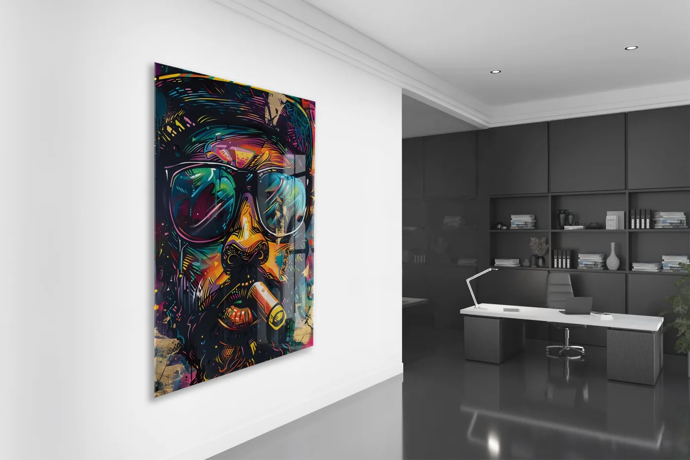 Pop Art Stilinde Renkli Maymun Portresi Cam Tablo – Modern, Cesur ve Dekoratif Duvar Sanatı - Peony029 — görsel 4