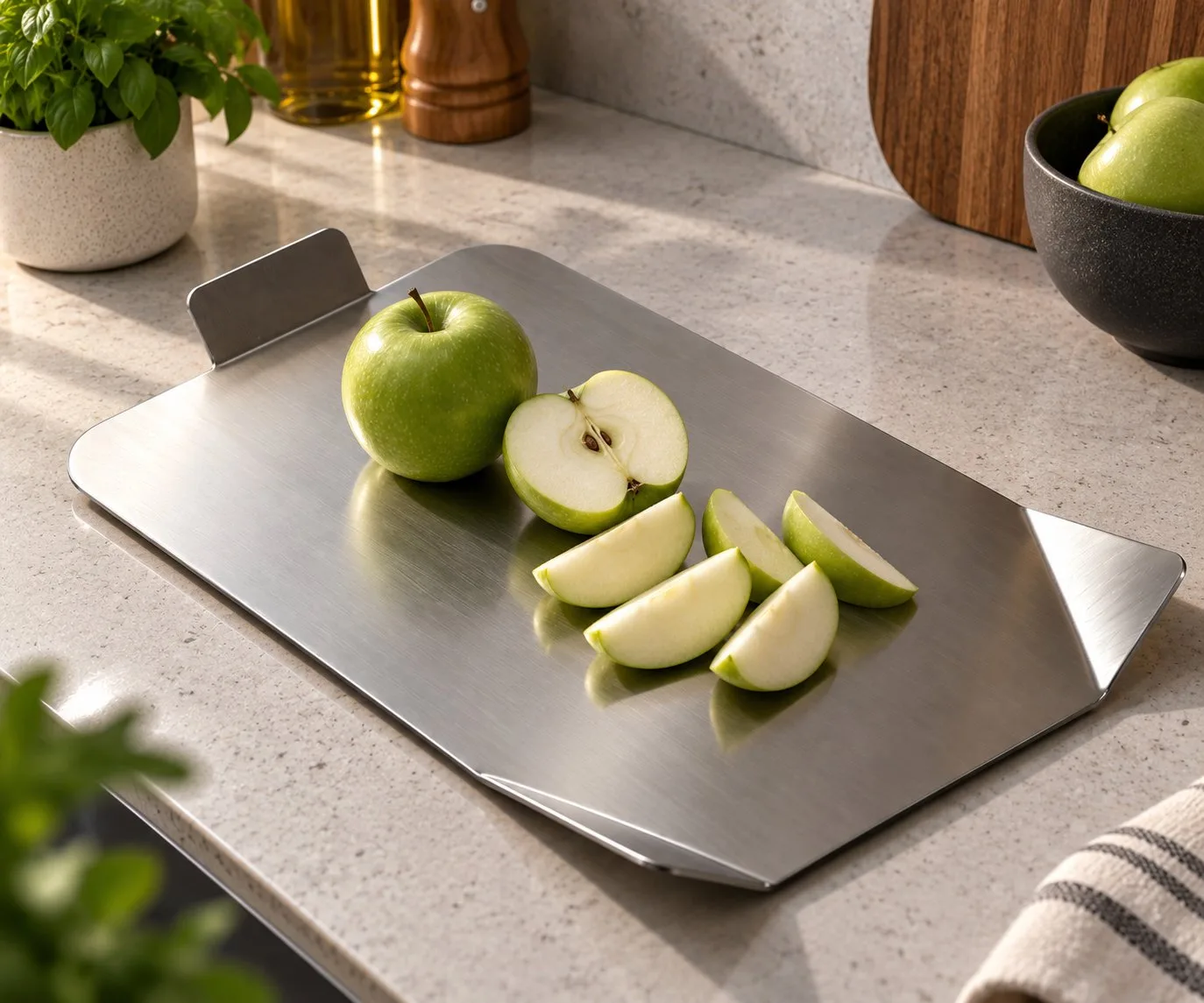 Culina | Paslanmaz Çelik Kesme Tahtası – 27x38 cm Hijyenik Metal Mutfak Doğrama ve Hazırlık Tahtası — görsel 4