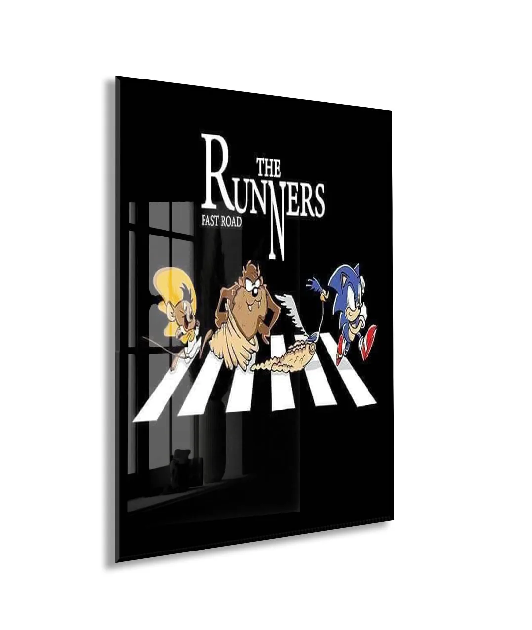 The Runners Crosswalk Konseptli Duvar Dekorasyonu – Mizahi Salon Tablosu- Peony102 — görsel 1