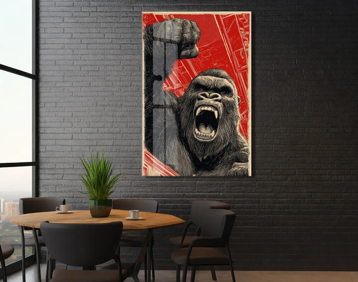 King Kong Cam Duvar Tablosu – Öfkeli Maymun Retro Tasarım- Peony132 — görsel 6