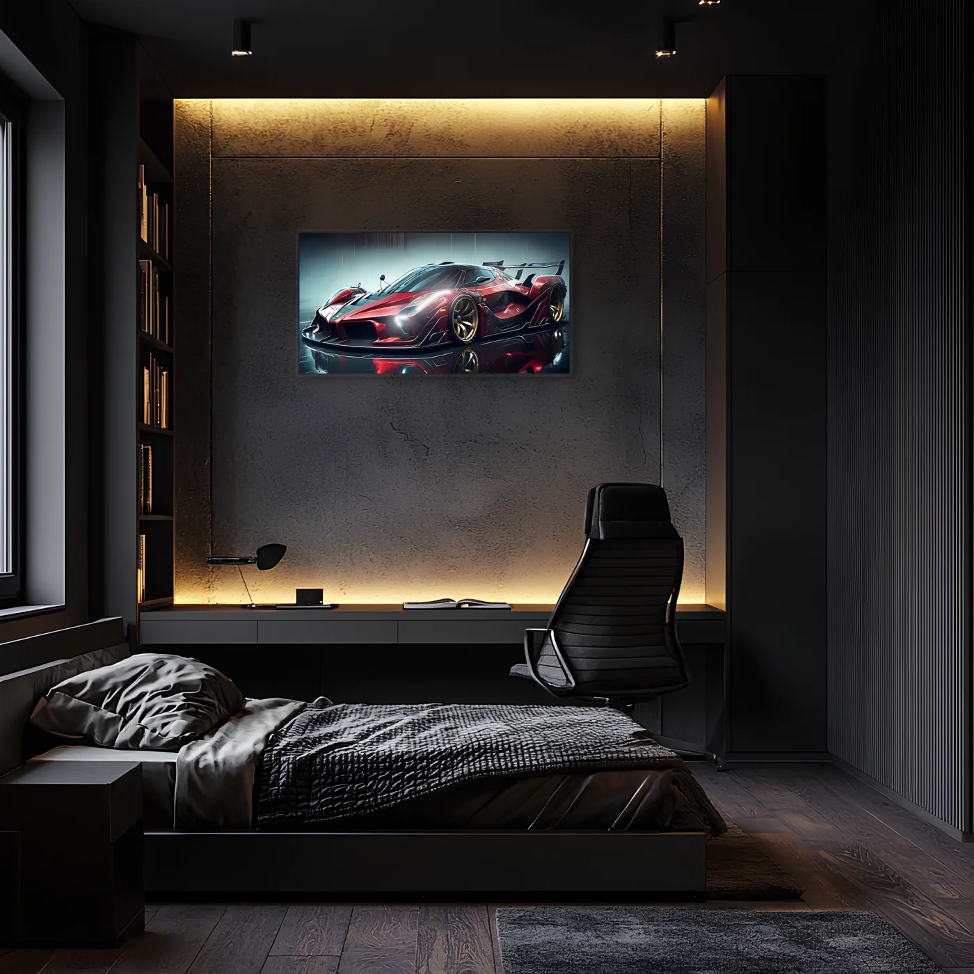 Kırmızı Hypercar Tarzı UV Baskı Neon Duvar Dekoru | Pleksi Işıklı Spor Araba Tablo | Gamer Room Duvar Sanatı — görsel 1