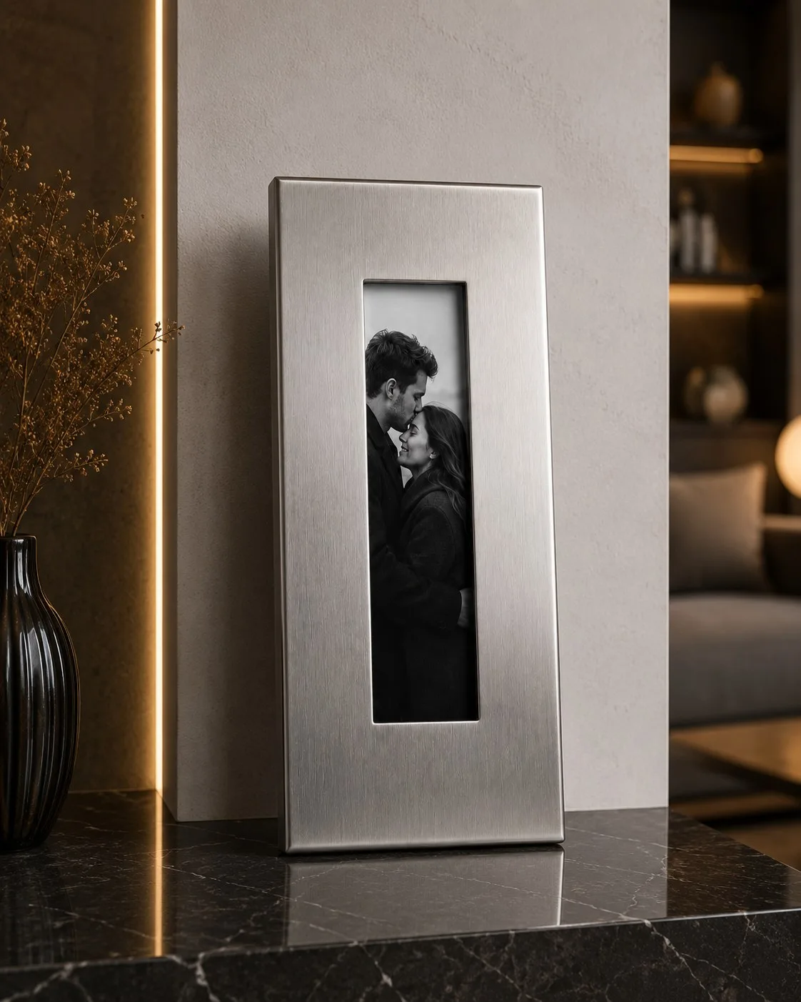 LINEA | Paslanmaz Çelik Fotoğraf Çerçevesi – Modern Metal Duvar Çerçevesi 14x34 cm — görsel 5