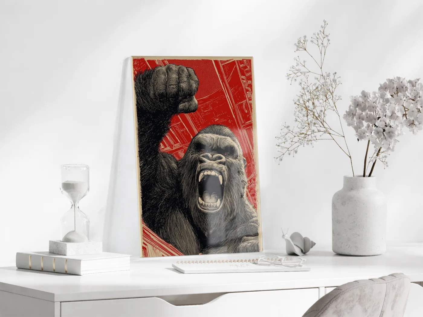 King Kong Cam Duvar Tablosu – Öfkeli Maymun Retro Tasarım- Peony132 — görsel 4