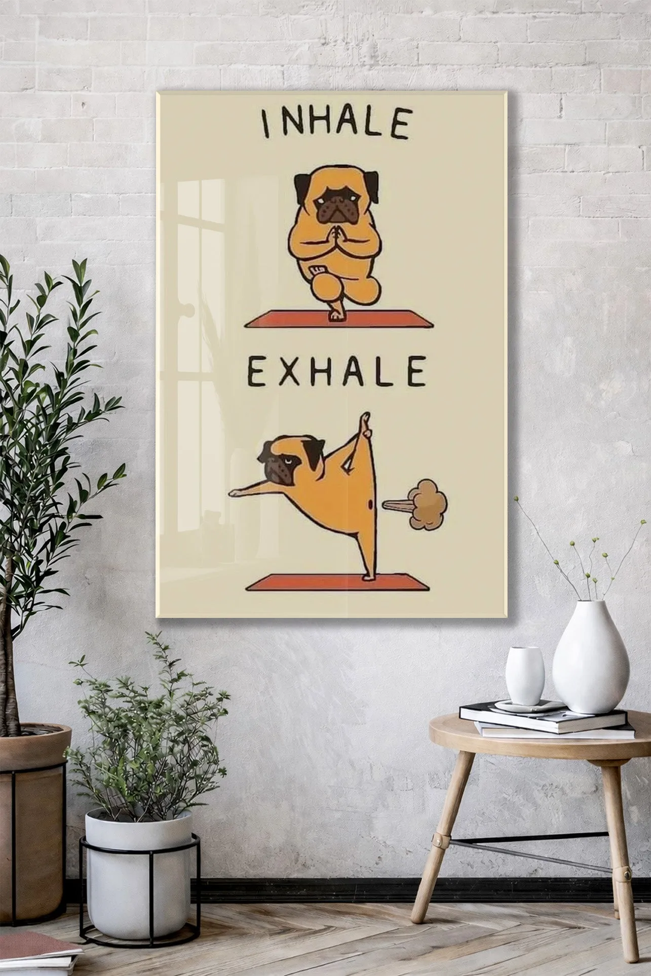 Yoga Yapan Pug Cam Tablo – Mizahi ve Eğlenceli Duvar Dekoru - Peony095 — görsel 2