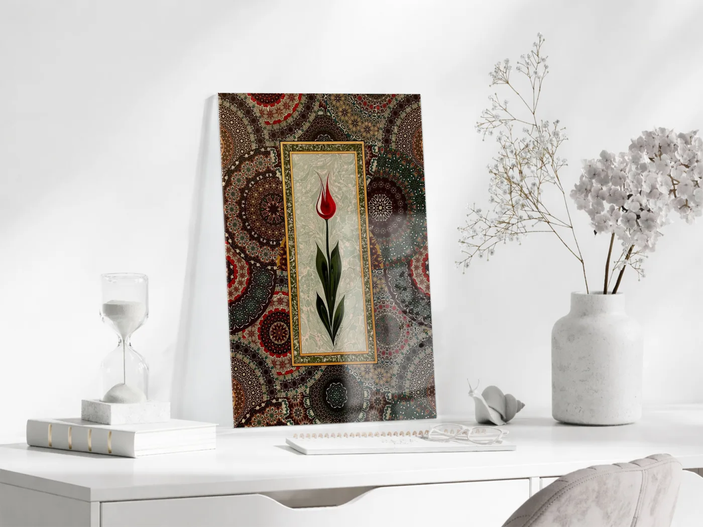 Osmanlı Lale Tablosu – Geleneksel Desenli Dekoratif Duvar Sanatı - PeonyDini205 — görsel 3