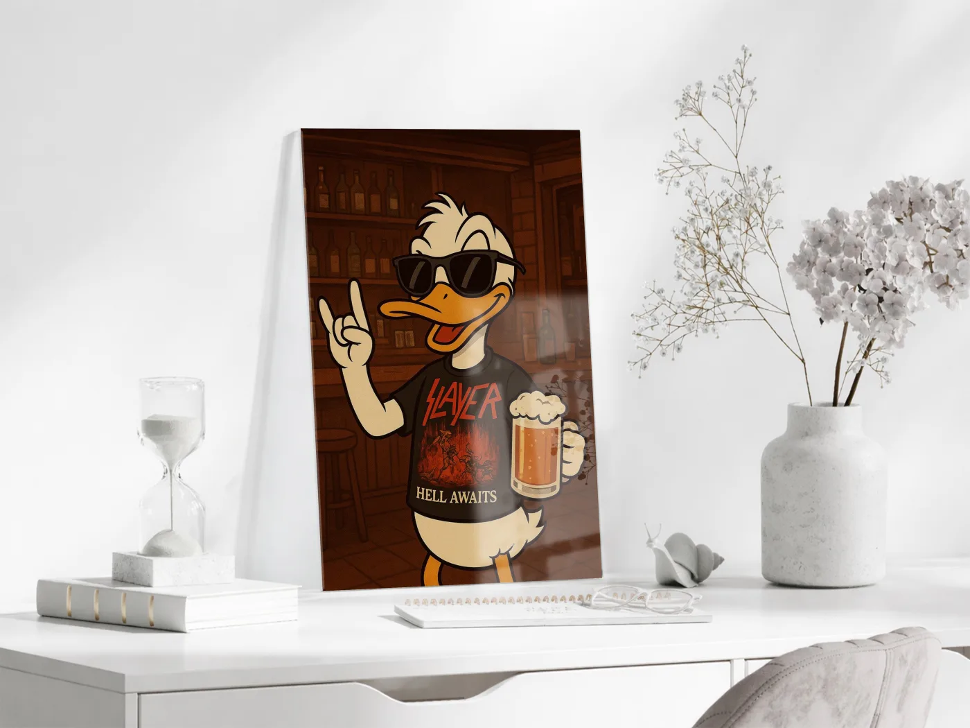 Daffy Duck Metal Müzik Temalı Duvar Dekorasyonu – Bar Konseptli Tasarım - Peony110 — görsel 4