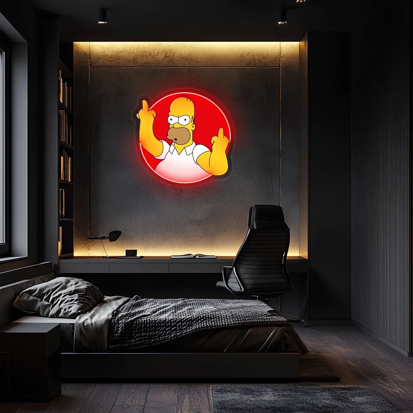 Simpson Neon Duvar Dekoru | Mizahi Işıklı Pleksi Tablo | Eğlenceli Gamer ve Bar Oda Dekoru — görsel 1