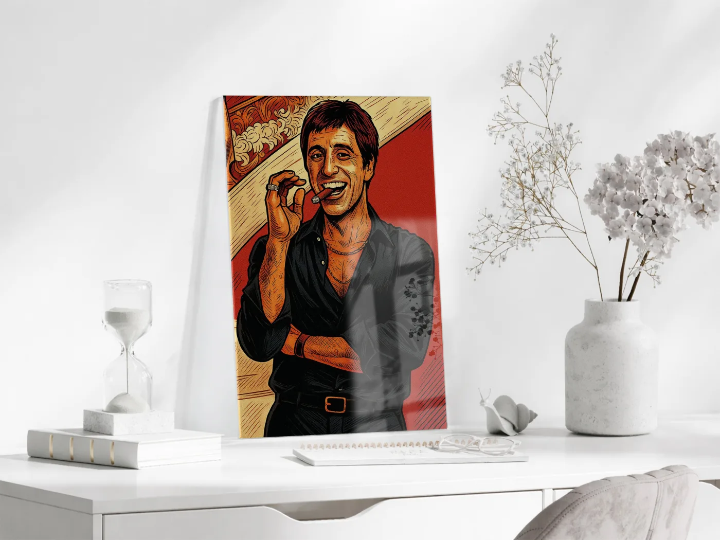 Tony Montana Cigar Art – Gangster Film Temalı Cam Tablo - Peony112 — görsel 4