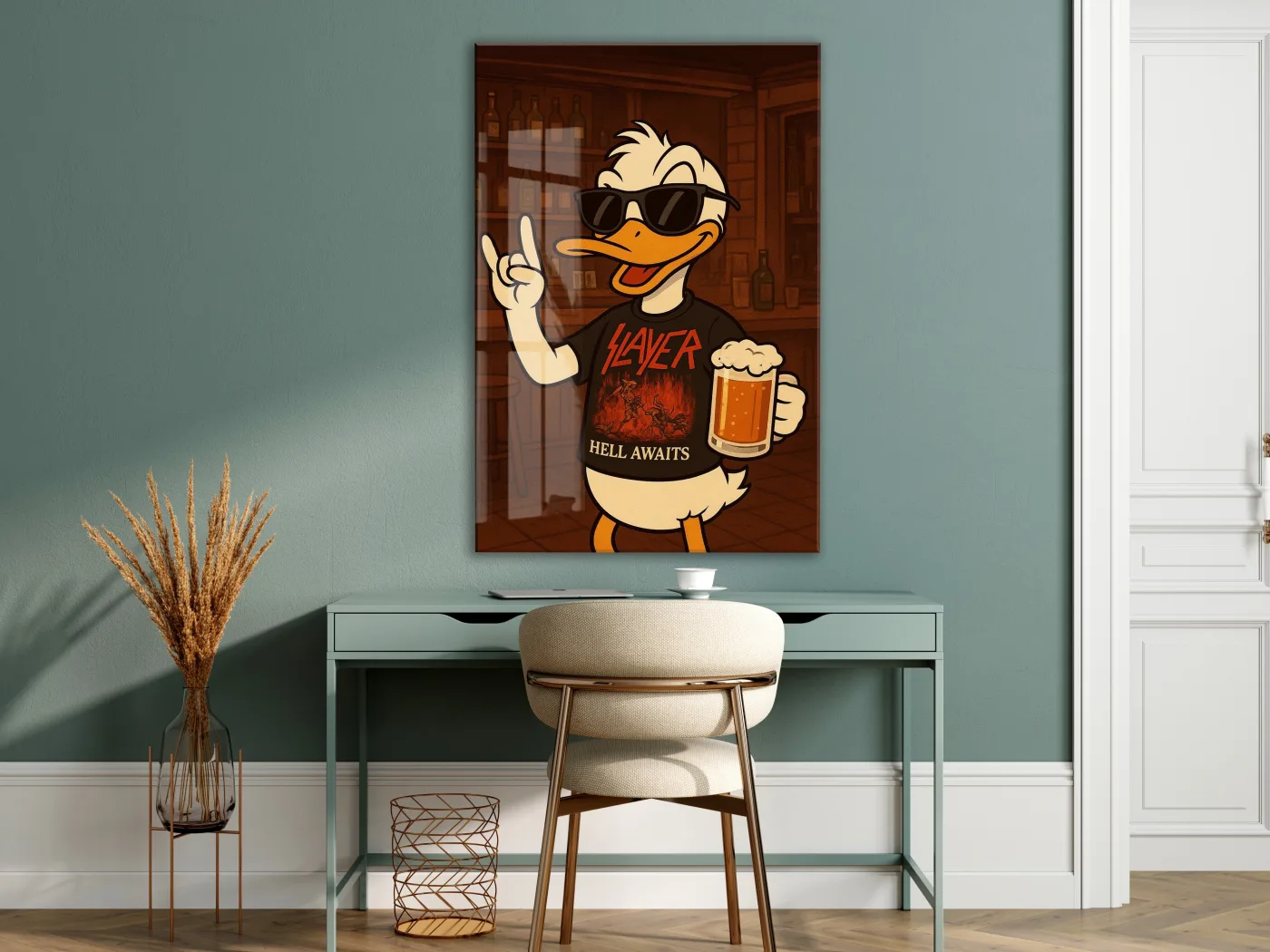 Daffy Duck Metal Müzik Temalı Duvar Dekorasyonu – Bar Konseptli Tasarım - Peony110 — görsel 7