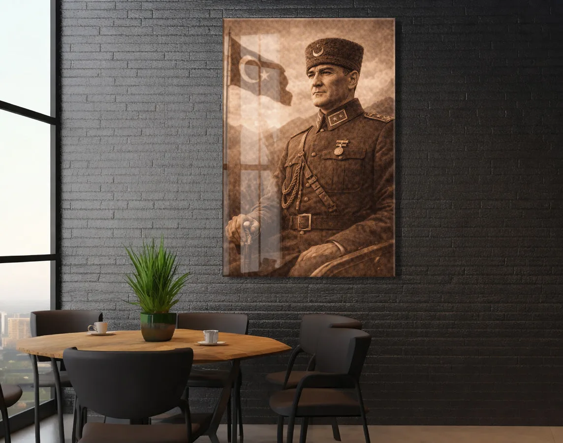 Mustafa Kemal Atatürk Cam Tablo - PeonyAta033 — görsel 4
