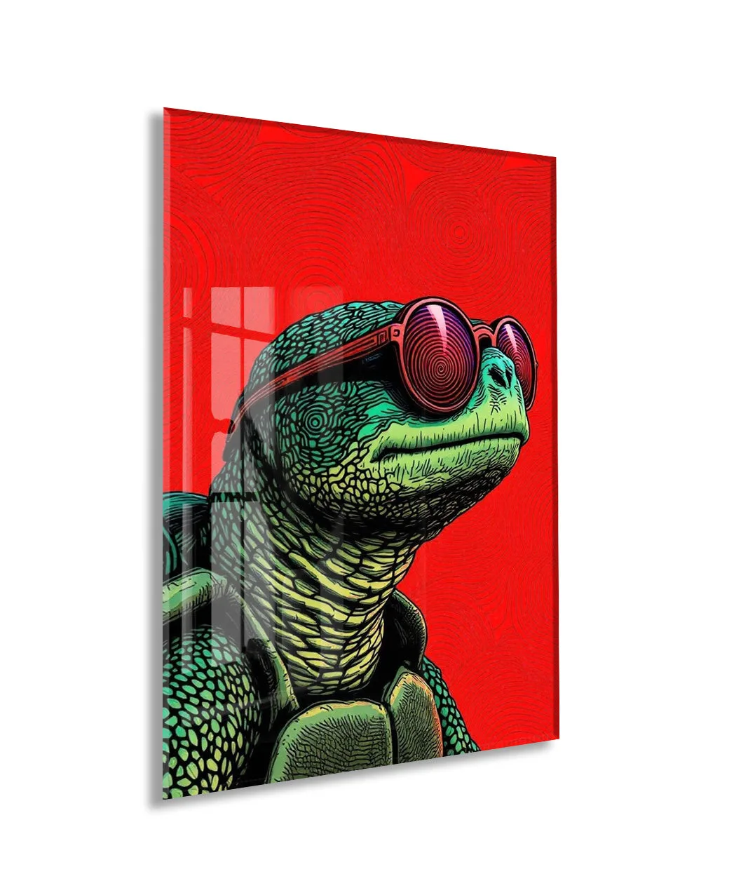Hipster Kaplumbağa Cam Duvar Dekoru – Genç Odası İçin Modern Duvar Sanatı- Peony123 — görsel 1