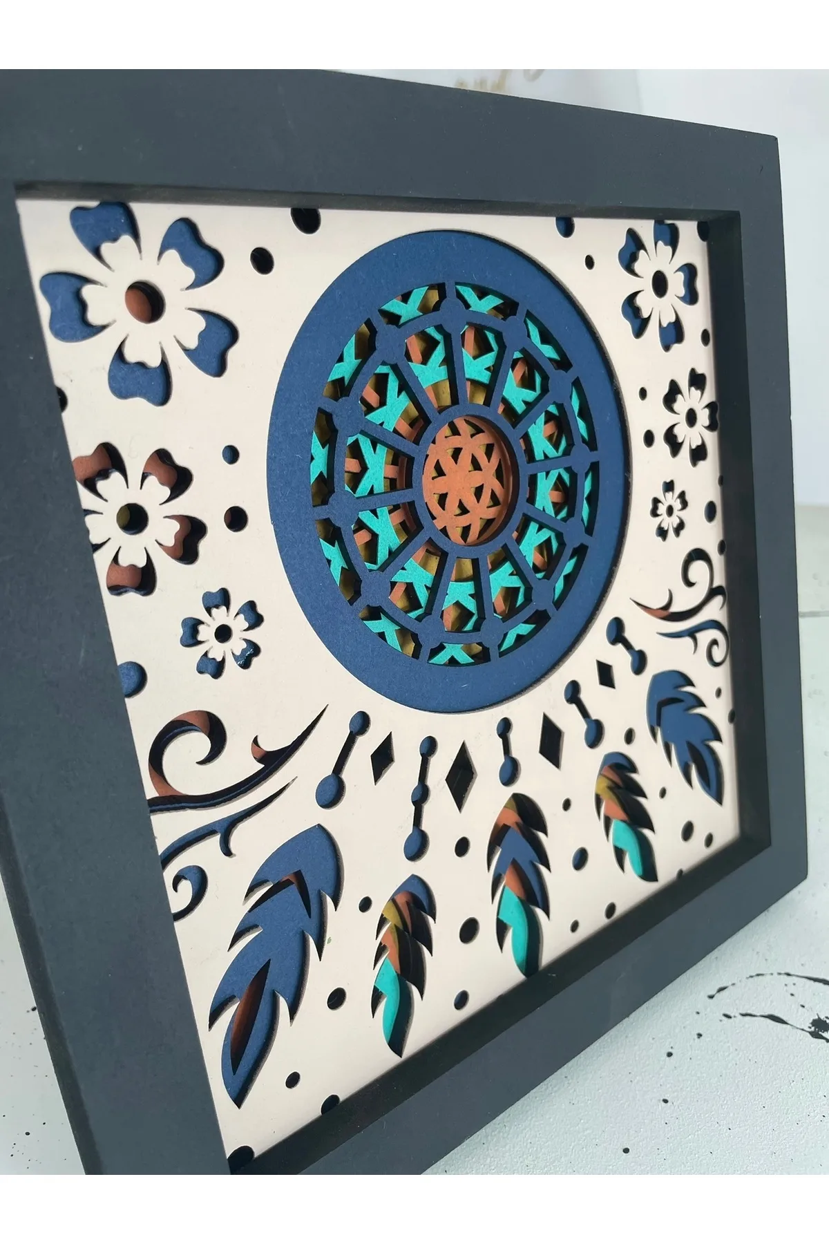 Renkli Rüya Kapanı Katmanlı Ahşap Tablo – 5 Katman El Yapımı Spiritüel Dekor — görsel 2