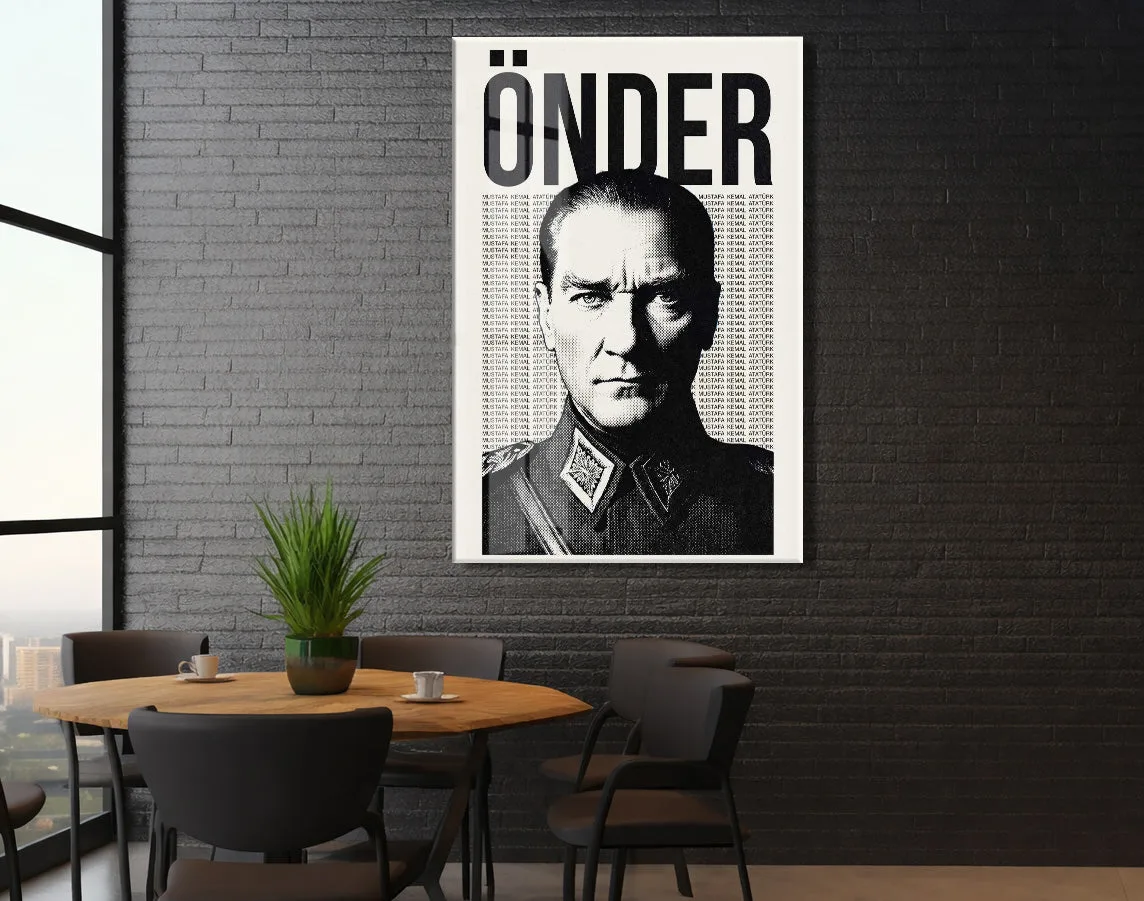 Mustafa Kemal Atatürk Önder Cam Tablo – Modern Tipografik Atatürk Duvar Dekoru -PeonyAta072 — görsel 6