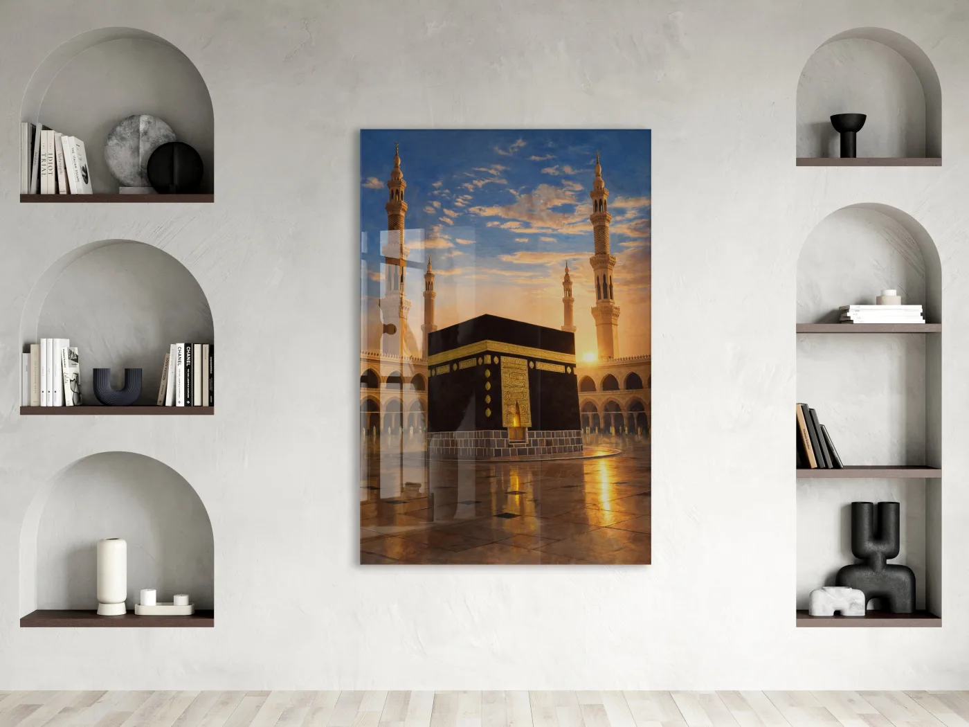 Gün Batımı Kabe Cam Tablo – Yansımalı İslami Duvar Dekoru - PeonyDini152 — görsel 6
