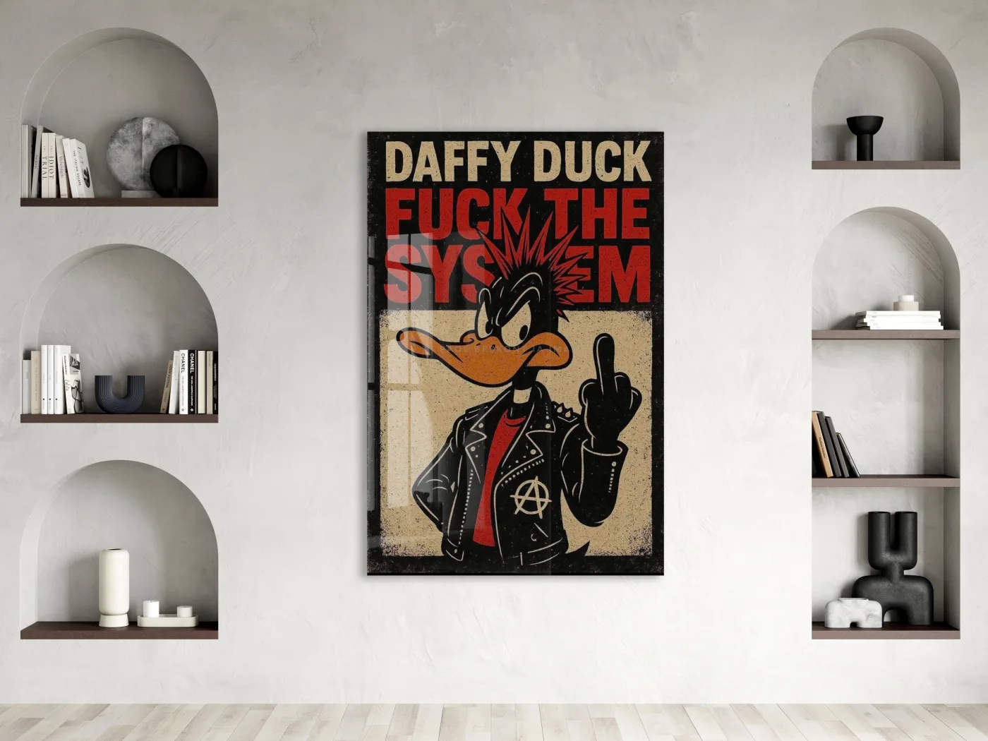 Daffy Duck Fuck The System Cam Tablo – Punk Temalı Duvar Dekorasyonu - Peony109 — görsel 3