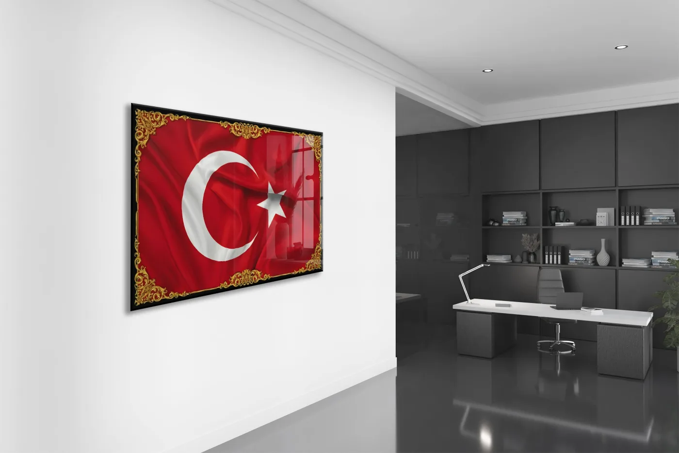 Türk Bayrağı Cam Tablo | 4 mm Temperli UV Baskılı Duvar Tablosu -PeonyAta1320 — görsel 4