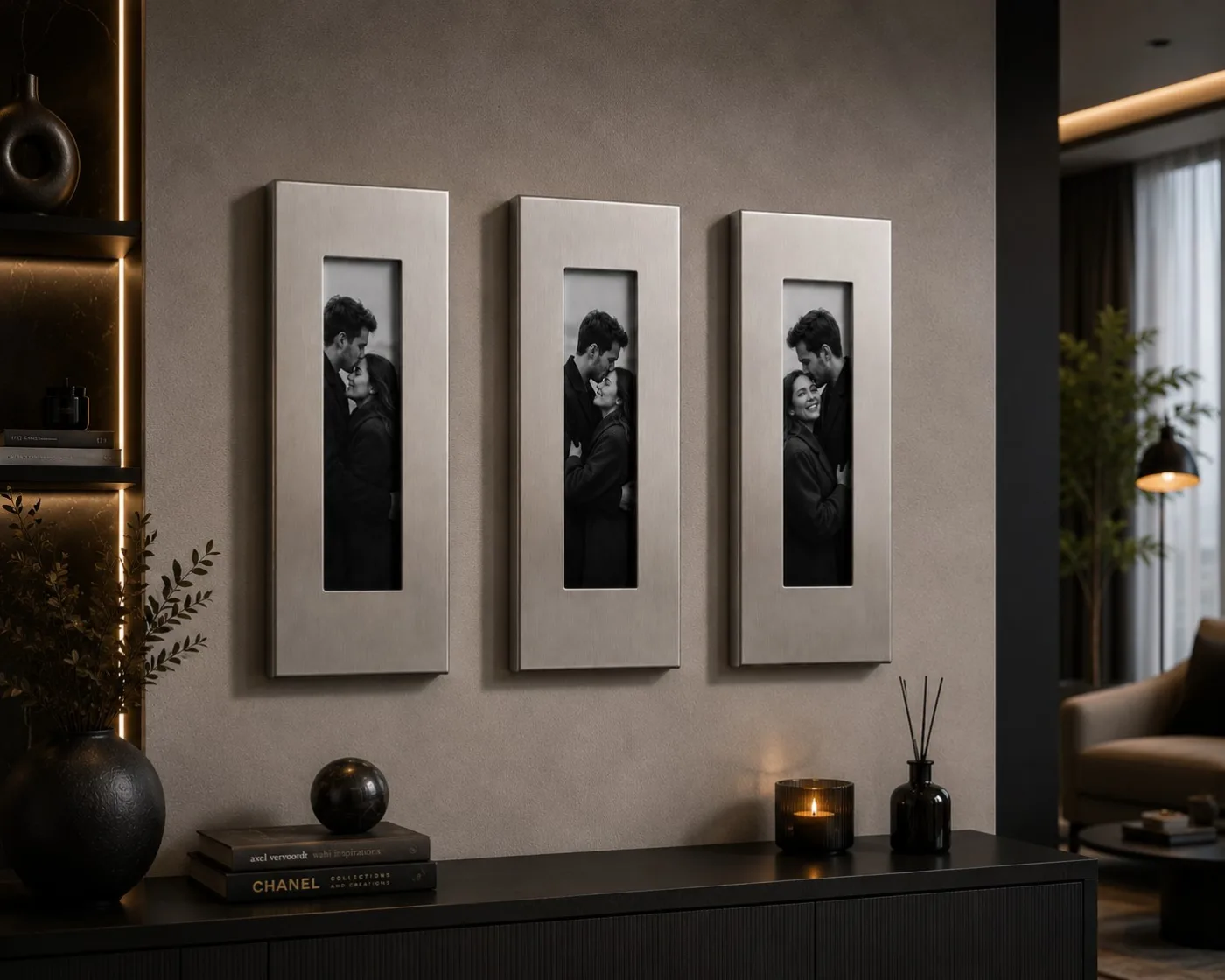 LINEA | Paslanmaz Çelik Fotoğraf Çerçevesi – Modern Metal Duvar Çerçevesi 14x34 cm — görsel 8