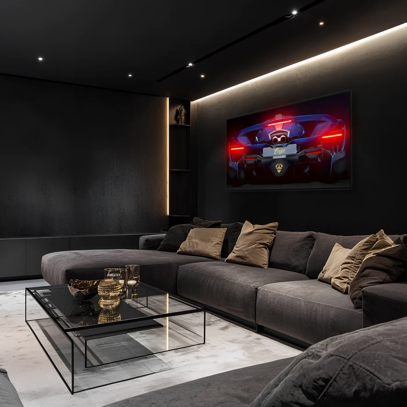 Pagani Tarzı UV Baskı Neon Duvar Dekoru | Pleksi Işıklı Süper Araba Tablo | Gamer Room Duvar Sanatı — görsel 3
