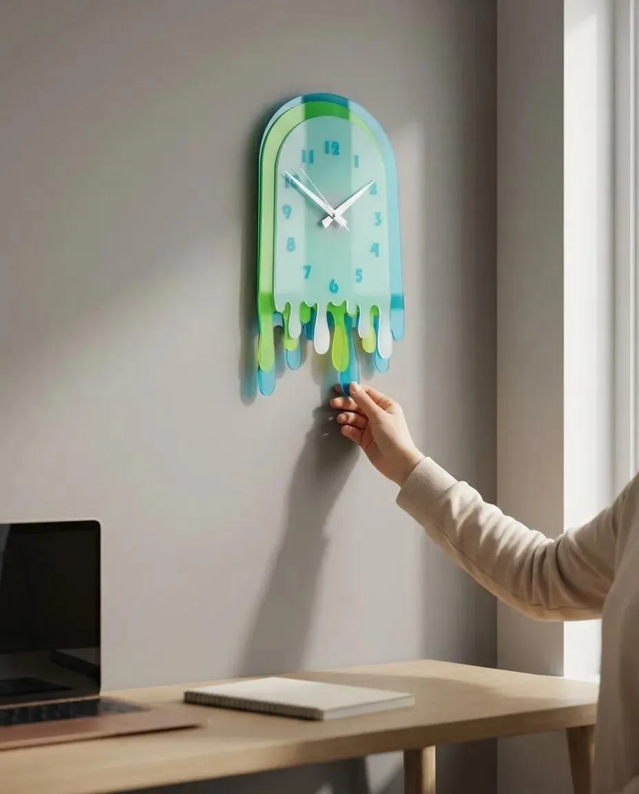 Melt | Pleksi Duvar Saati 40 cm | 3 Katmanlı UV Baskılı Modern Dekoratif Saat — görsel 3