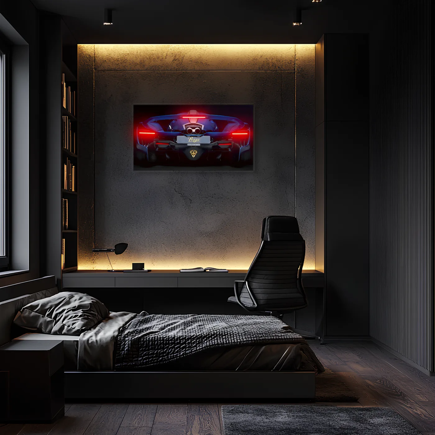 Pagani Tarzı UV Baskı Neon Duvar Dekoru | Pleksi Işıklı Süper Araba Tablo | Gamer Room Duvar Sanatı — görsel 1