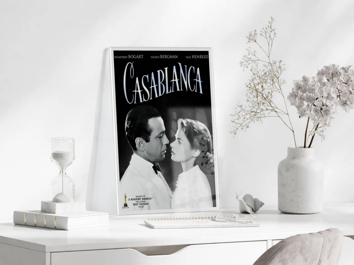 Casablanca Film Posteri Cam Tablo | Vintage Sinema Afişi UV Baskılı Temperli Cam - Peony145 — görsel 3