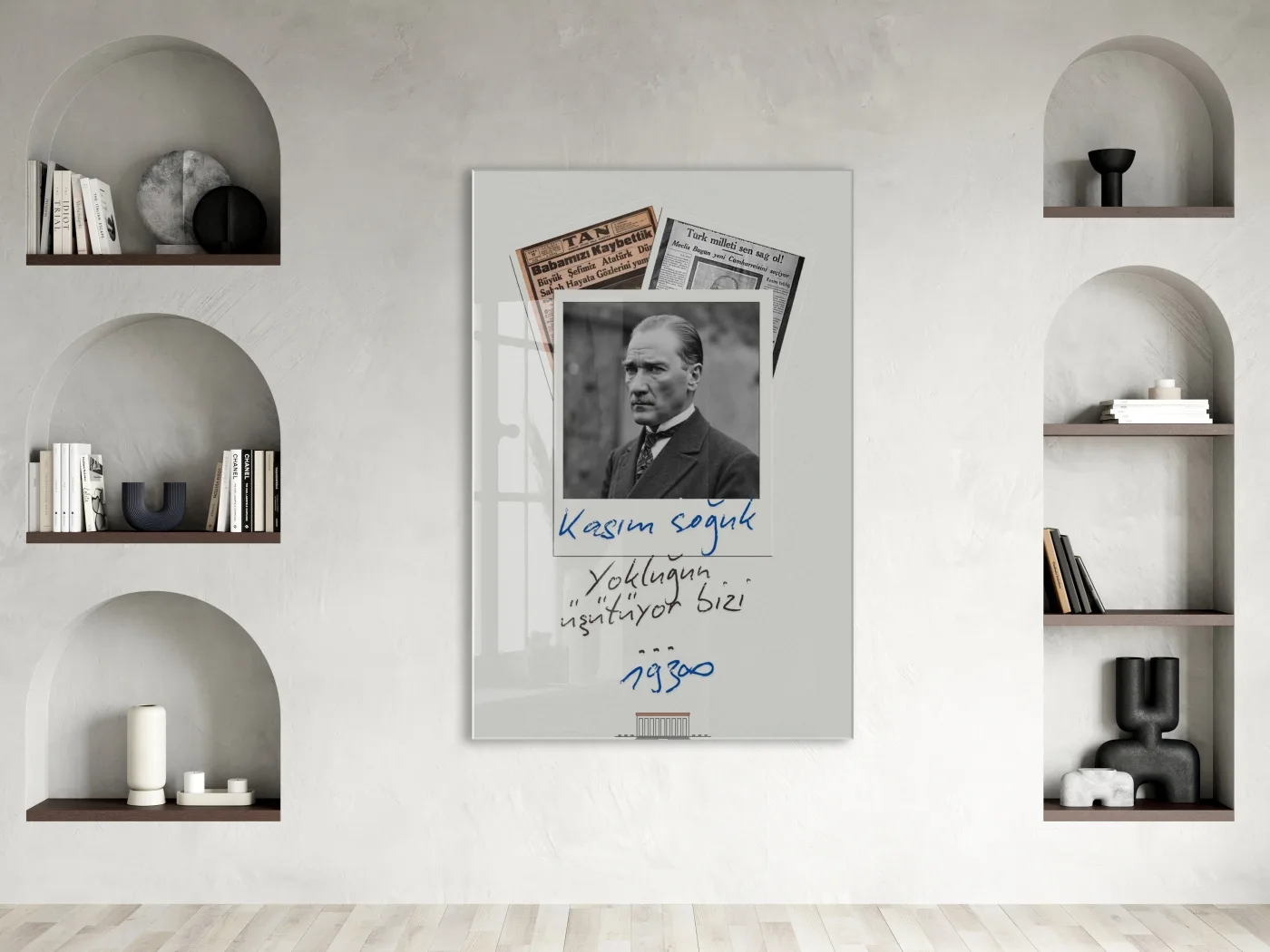 Mustafa Kemal Atatürk 10 Kasım Anma Cam Tablo – Kasım Soğuk Yokluğun Isıtıyor Bizi Tasarım Duvar Dekoru -PeonyAta075 — görsel 3