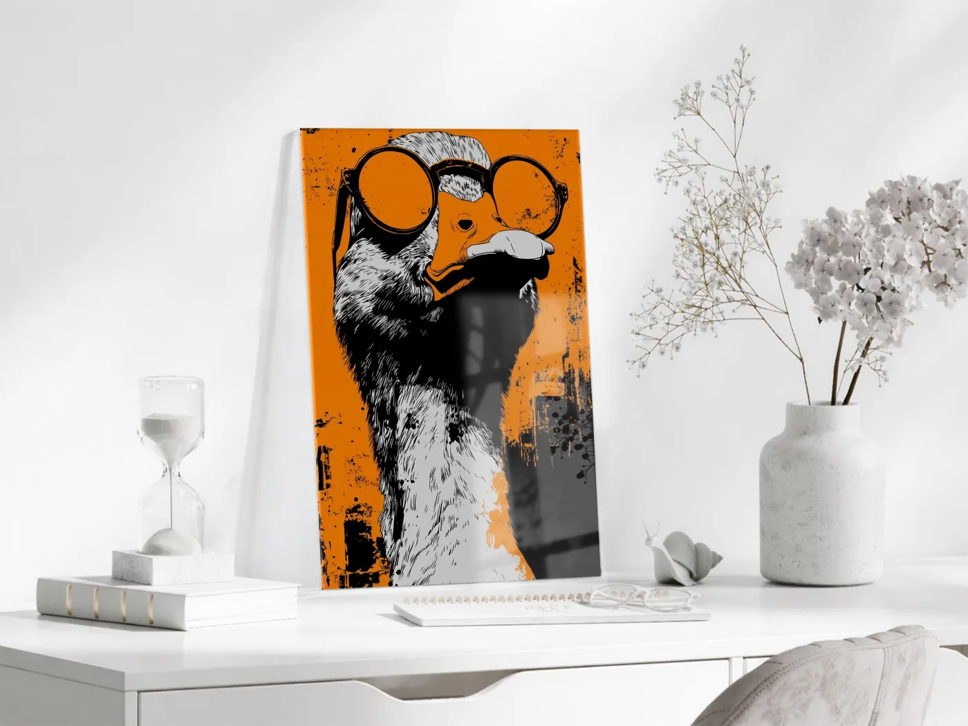 Street Art Tarzı Ördek Cam Tablo – Genç Odası ve Ofis Dekoru - Peony098 — görsel 4