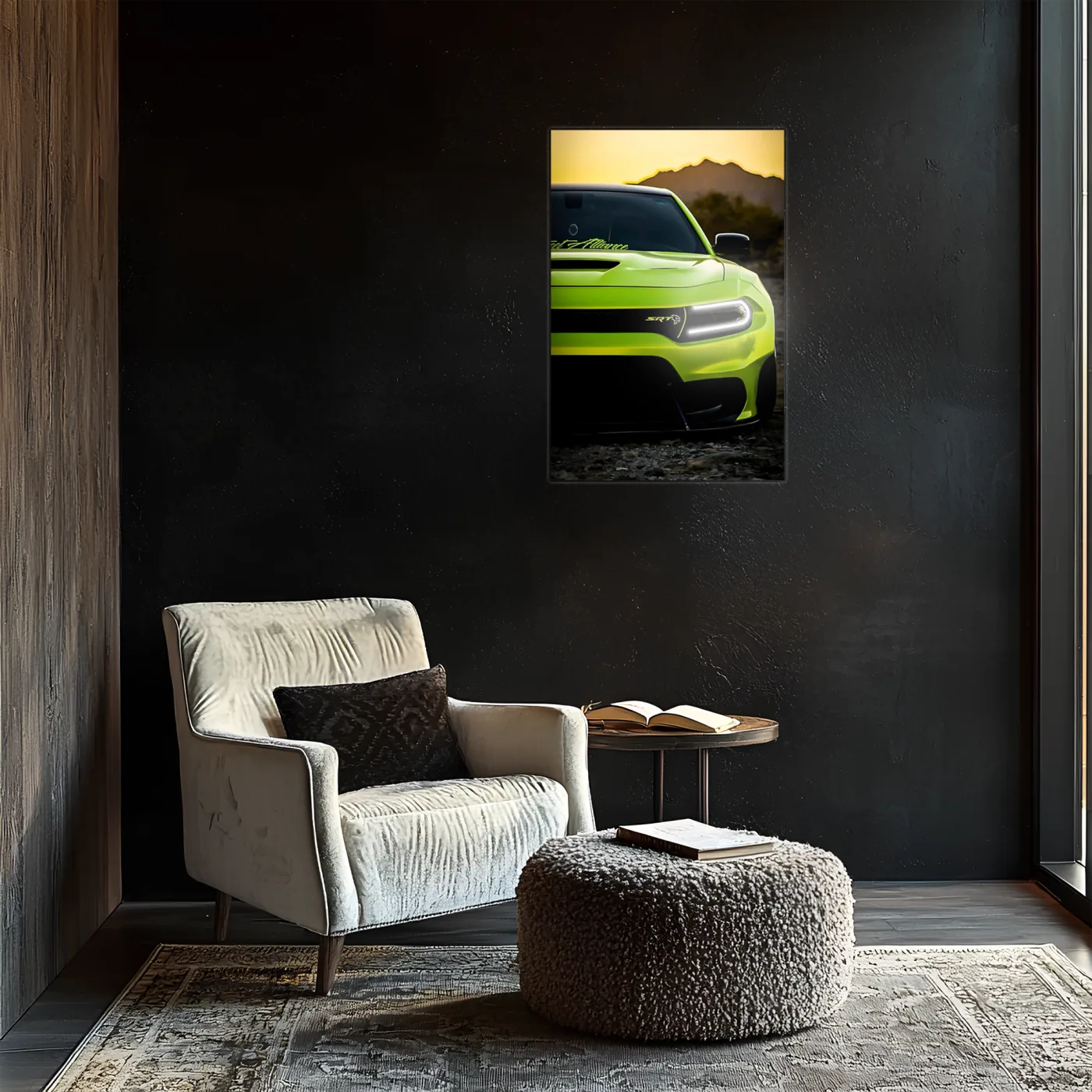 Yeşil SRT Tarzı UV Baskı Neon Duvar Dekoru | Pleksi Işıklı Muscle Car Tablo | Gamer Room Duvar Sanatı — görsel 5