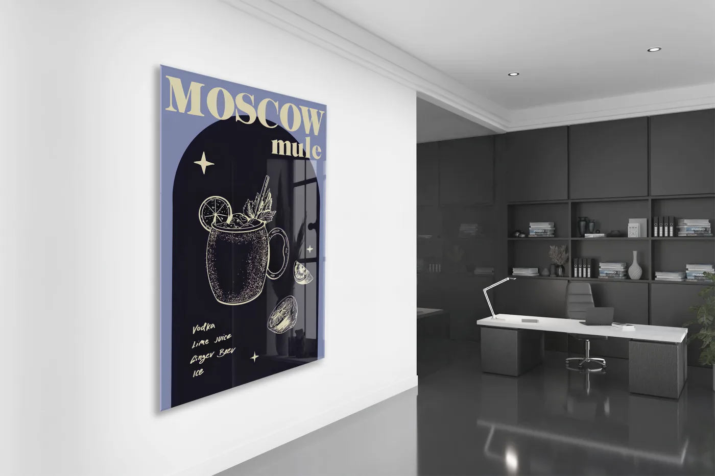 Moscow Mule Kokteyl Cam Tablo | Modern Mutfak ve Bar Dekoru UV Baskılı Temperli Cam - Peony143 — görsel 4