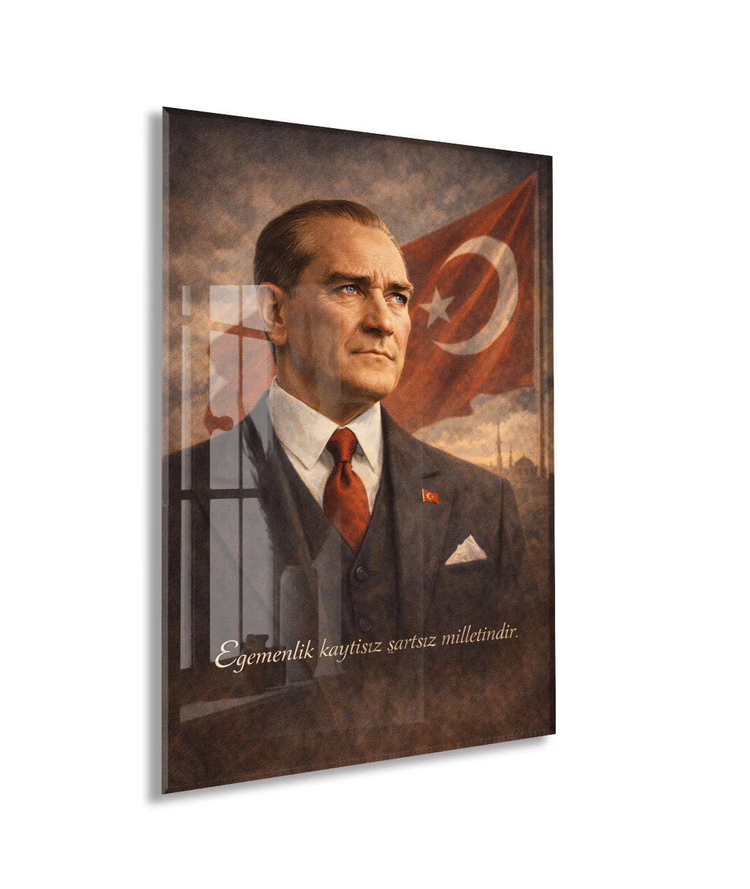 Mustafa Kemal Atatürk Cam Tablo- PeonyAta006 — görsel 1