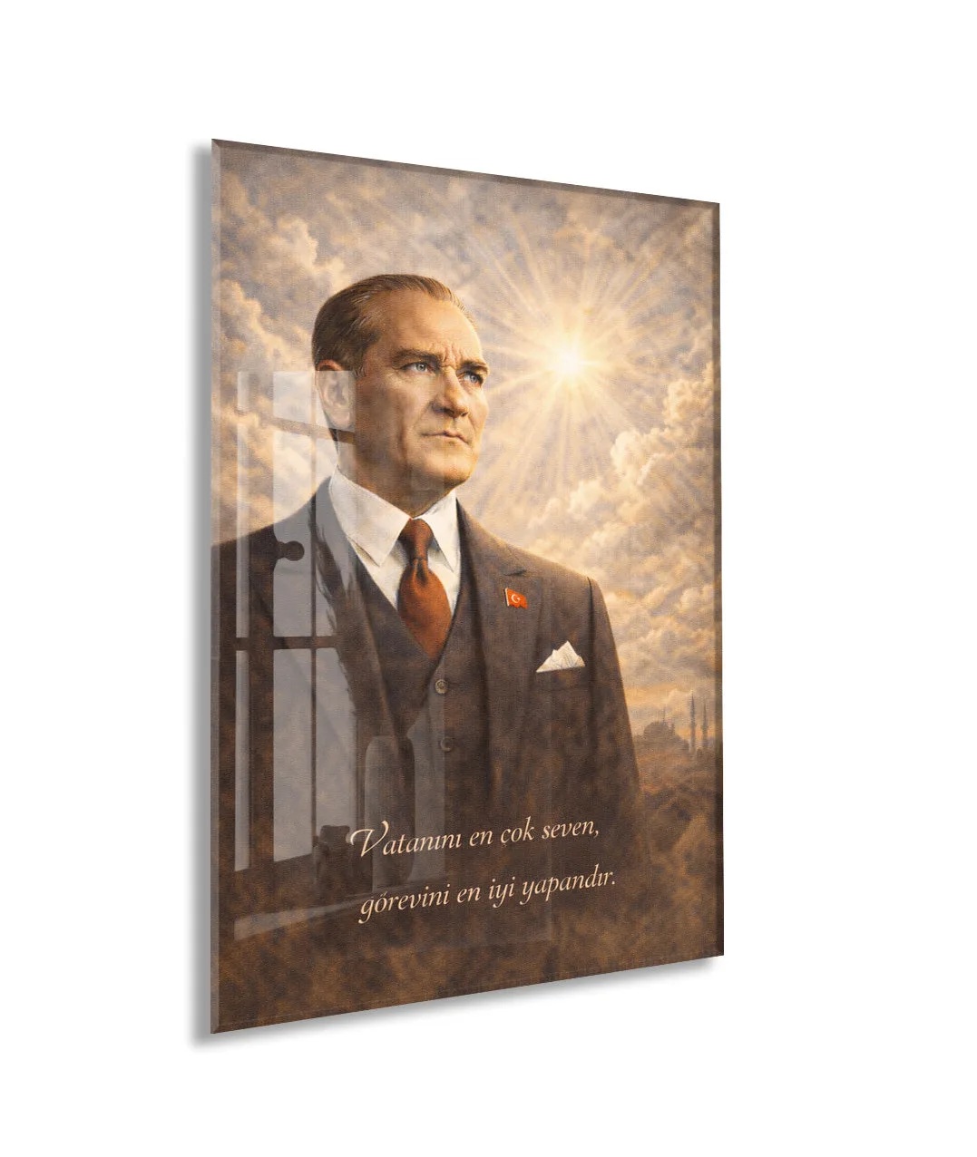 Mustafa Kemal Atatürk Cam Tablo - PeonyAta016 — görsel 1