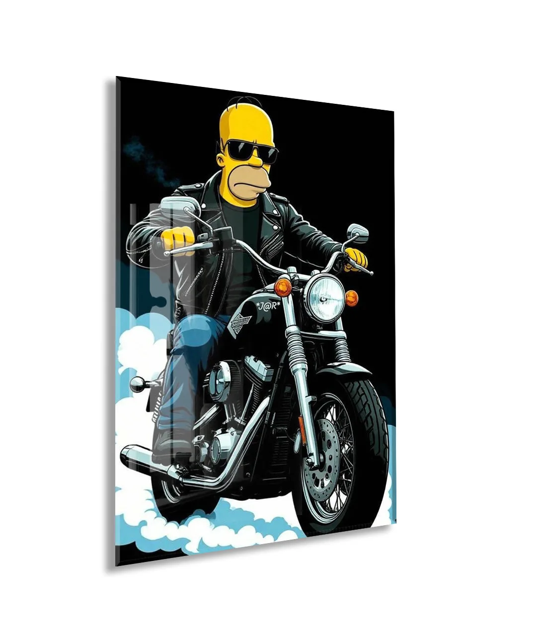 Homer Simpson Harley Tarzı Motor Cam Duvar Tablosu – Modern Erkek Odası Dekoru- Peony111 — görsel 1