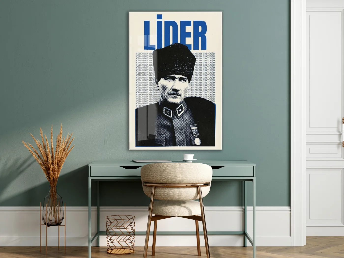 Mustafa Kemal Atatürk Lider Cam Tablo – Vintage Tasarım Atatürk Duvar Dekoru -PeonyAta071 — görsel 7