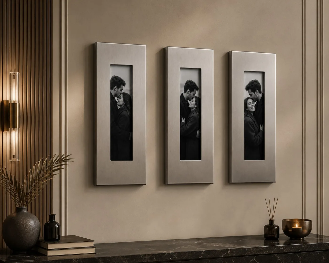 LINEA | Paslanmaz Çelik Fotoğraf Çerçevesi – Modern Metal Duvar Çerçevesi 14x34 cm — görsel 7