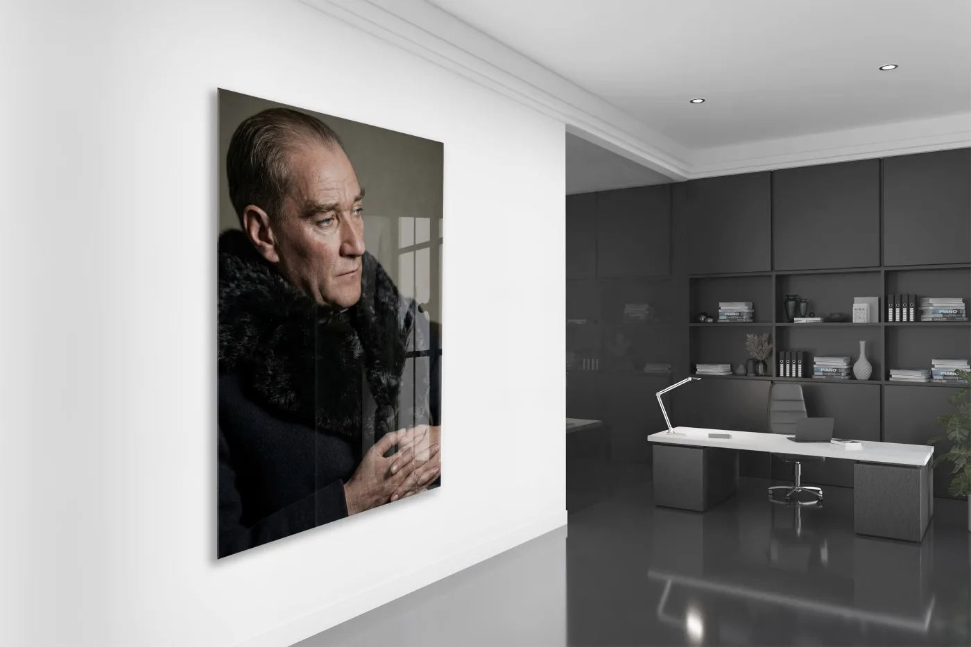 Mustafa Kemal Atatürk Portre Cam Tablo | Renkli 4 mm Temperli UV Baskılı Premium Duvar Dekoru -PeonyAta1310 — görsel 4