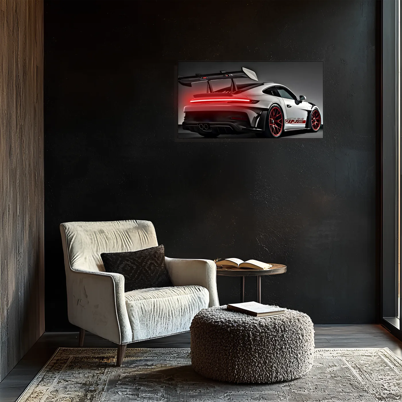 Beyaz GT3 Tarzı Spor Araba UV Baskı Neon Duvar Dekoru | Pleksi Işıklı Tablo | Modern Ev ve Ofis Dekoru — görsel 5