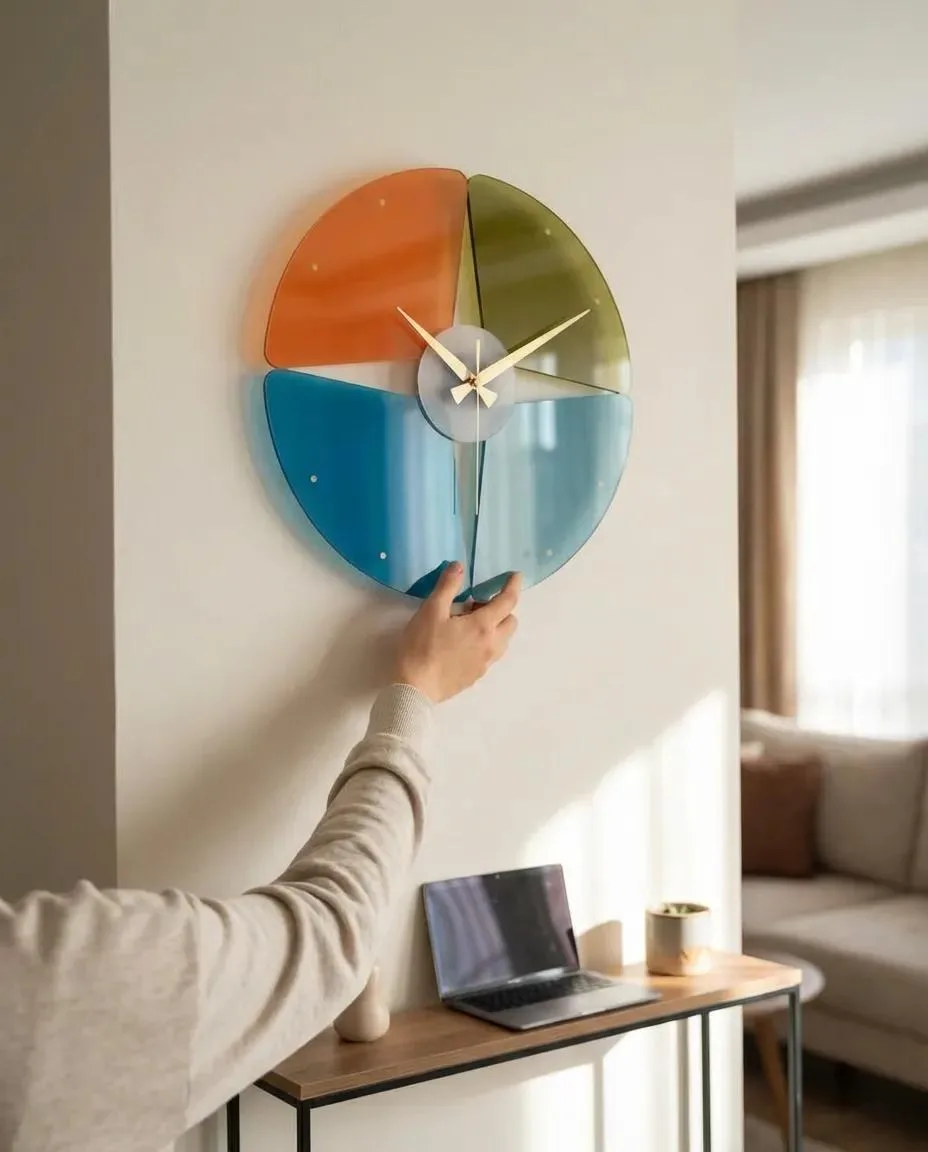 Orbit | Pleksi Duvar Saati 40 cm | UV Baskılı Modern Geometrik Saat — görsel 3