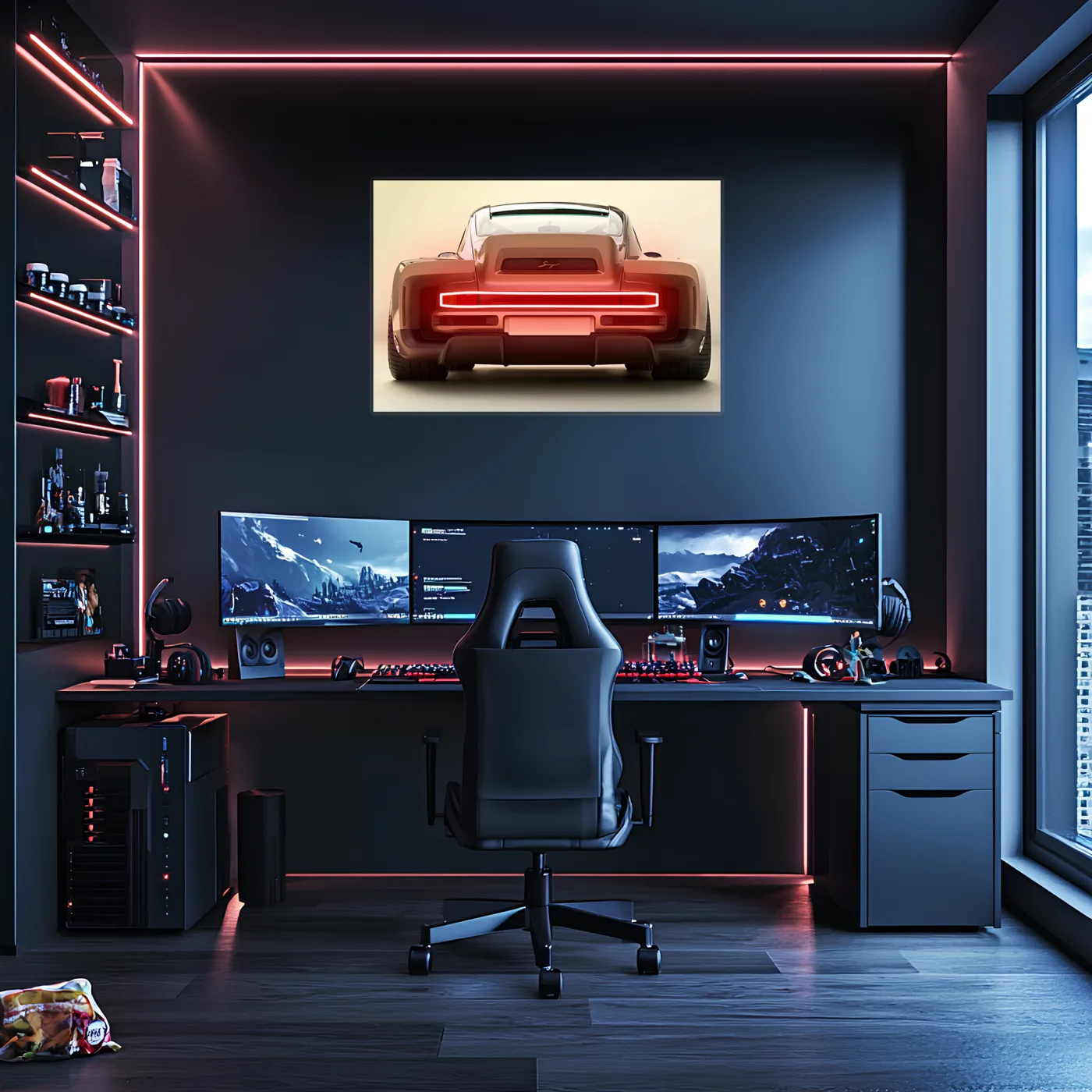 Kırmızı Muscle Car UV Baskı Neon Duvar Dekoru | Amerikan Araba Işıklı Tablo | Pleksi Duvar Sanatı — görsel 4