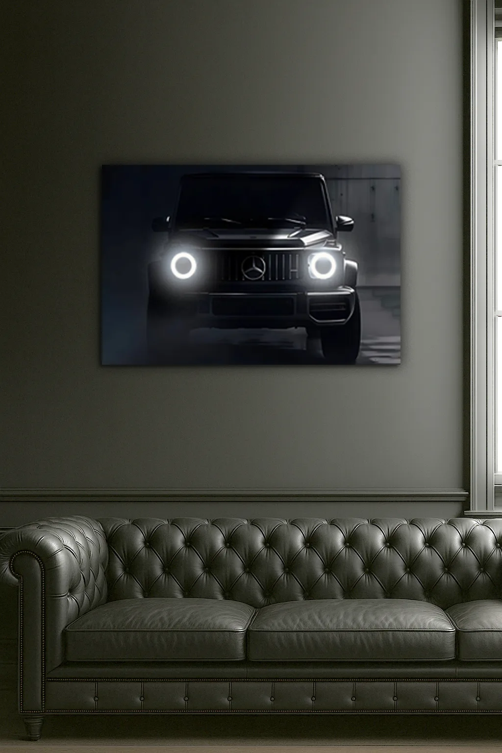 Siyah SUV Araba UV Baskı Neon Duvar Dekoru | Lüks Otomobil Pleksi Tablo | Modern Salon ve Ofis Duvar Sanatı — görsel 6