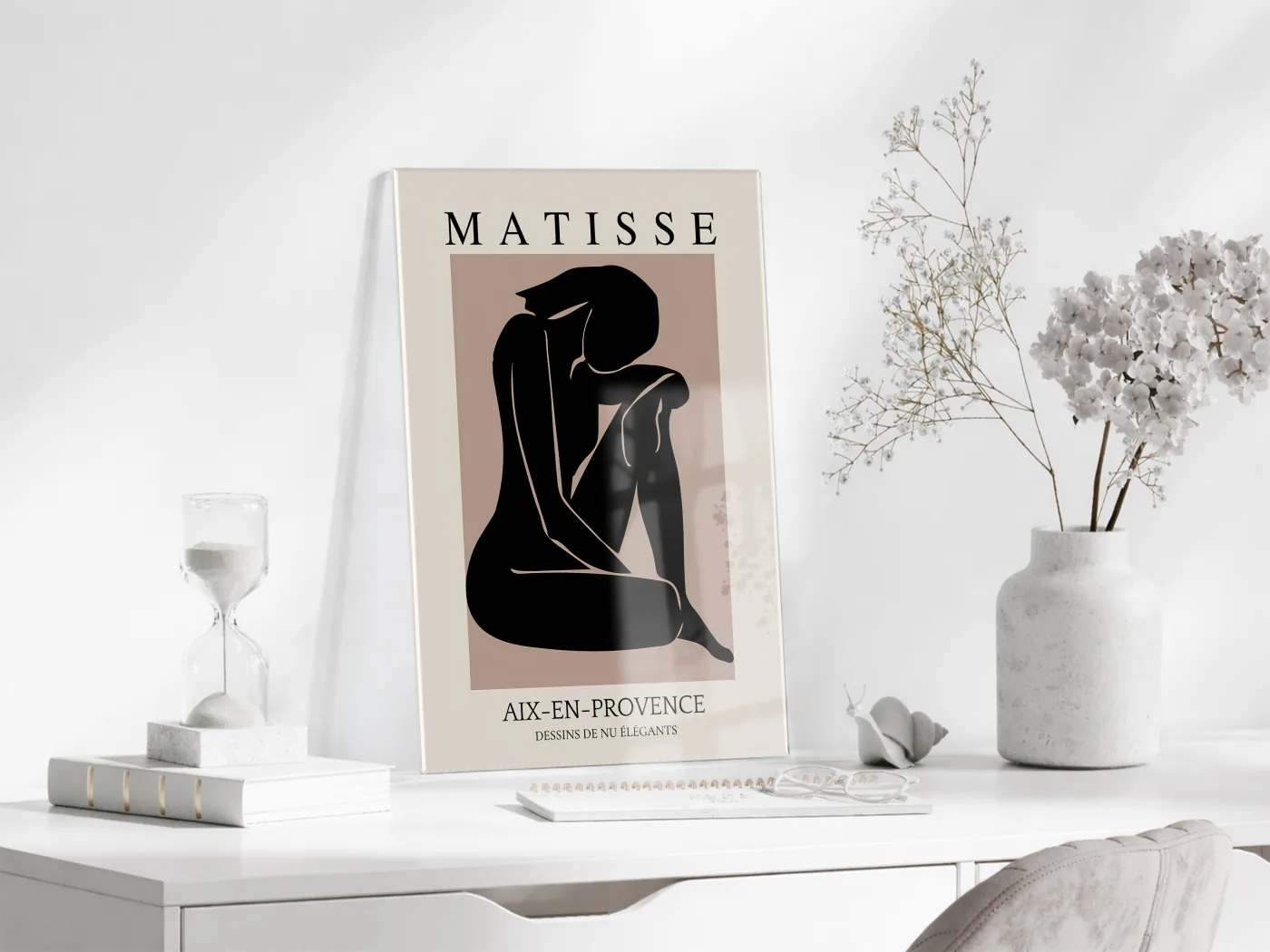 Matisse Minimal Kadın Silüeti Cam Tablo | Modern Soyut Sanat UV Baskılı Temperli Cam Duvar Dekoru - Peony159 — görsel 3