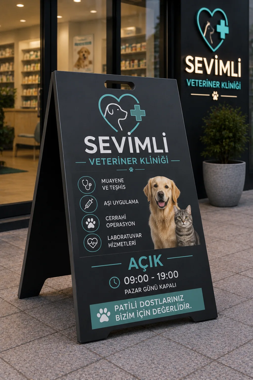 UV Baskılı Dış Mekan Kaldırım Tabelası | Elektrostatik Boyalı Reklam Standı — görsel 5