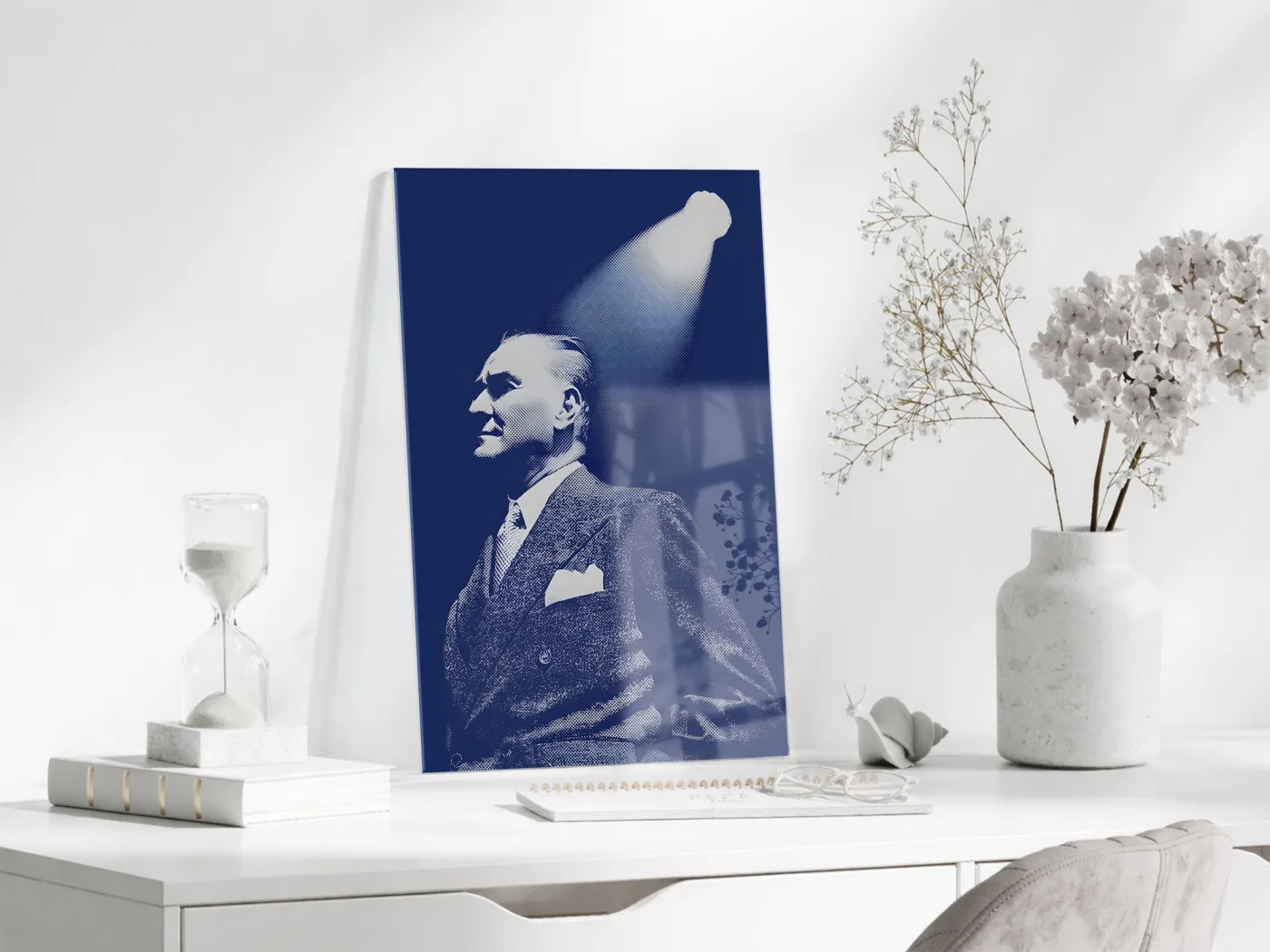 Atatürk Portre Temperli Cam Tablo – Lacivert Modern Tasarım-PeonyAta1339 — görsel 4