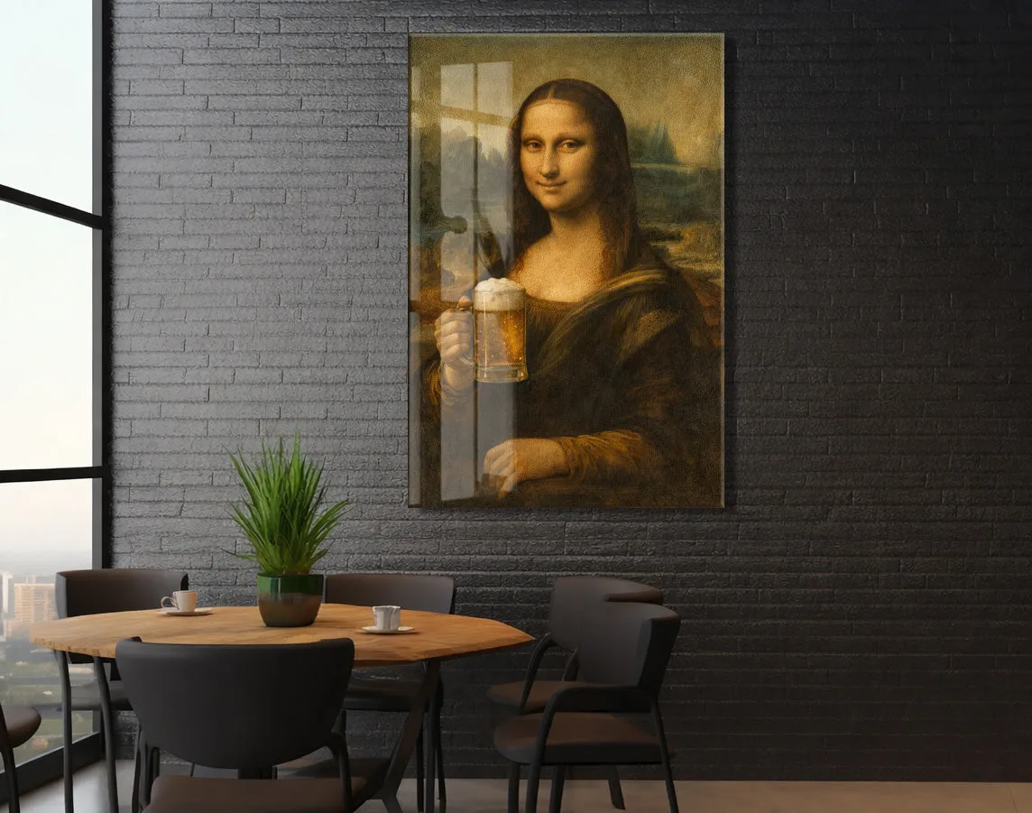 Bar Köşesine Özel Mizahi Cam Tablo – Klasik Sanat Modern Dokunuş - Peony092 — görsel 6