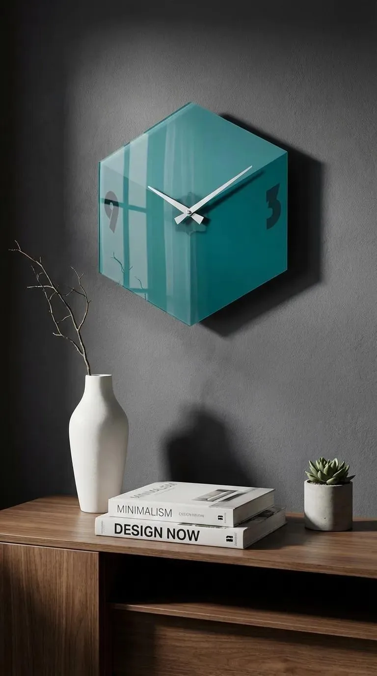 Vetra | Pleksi Duvar Saati 40x40 cm | UV Baskılı Modern Geometrik Saat — görsel 6