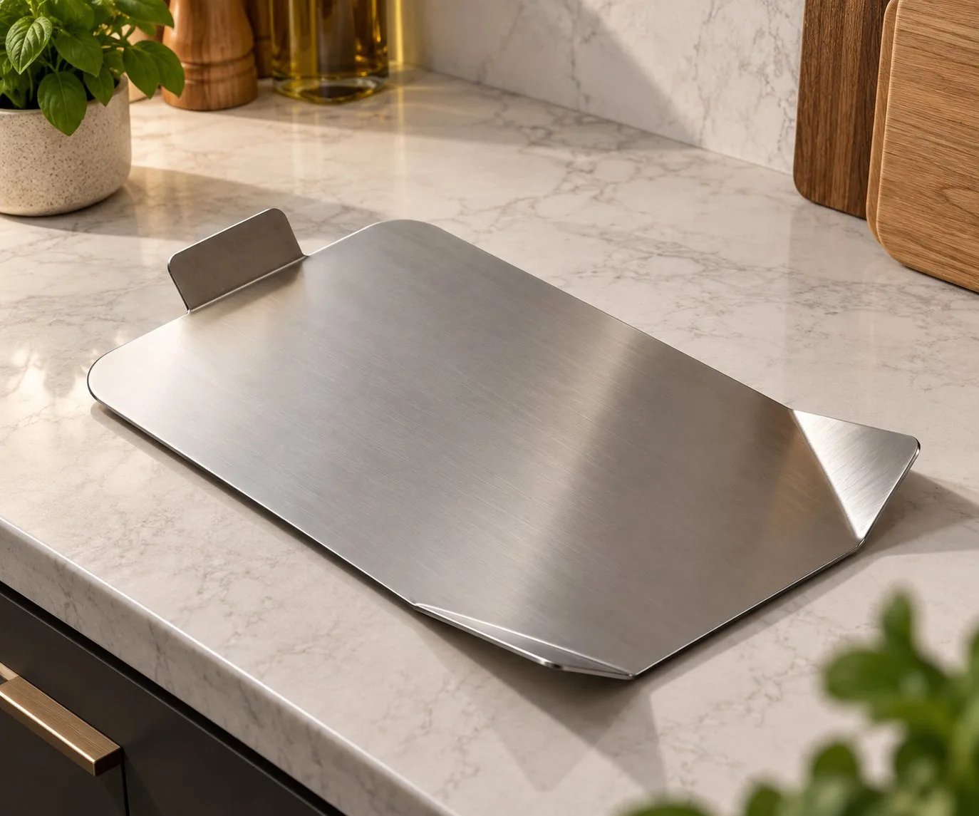 Culina | Paslanmaz Çelik Kesme Tahtası – 27x38 cm Hijyenik Metal Mutfak Doğrama ve Hazırlık Tahtası — görsel 3