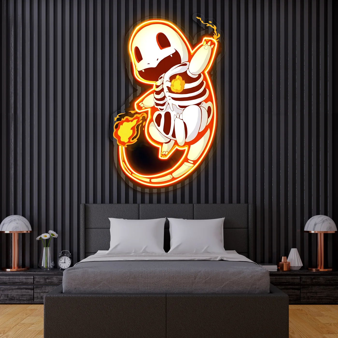 Charmander Neon Duvar Dekoru | Ateş Pokémon LED Işıklı Tablo | Anime ve Oyun Odası Dekoru | UV Baskı Pleksi Neon — görsel 3