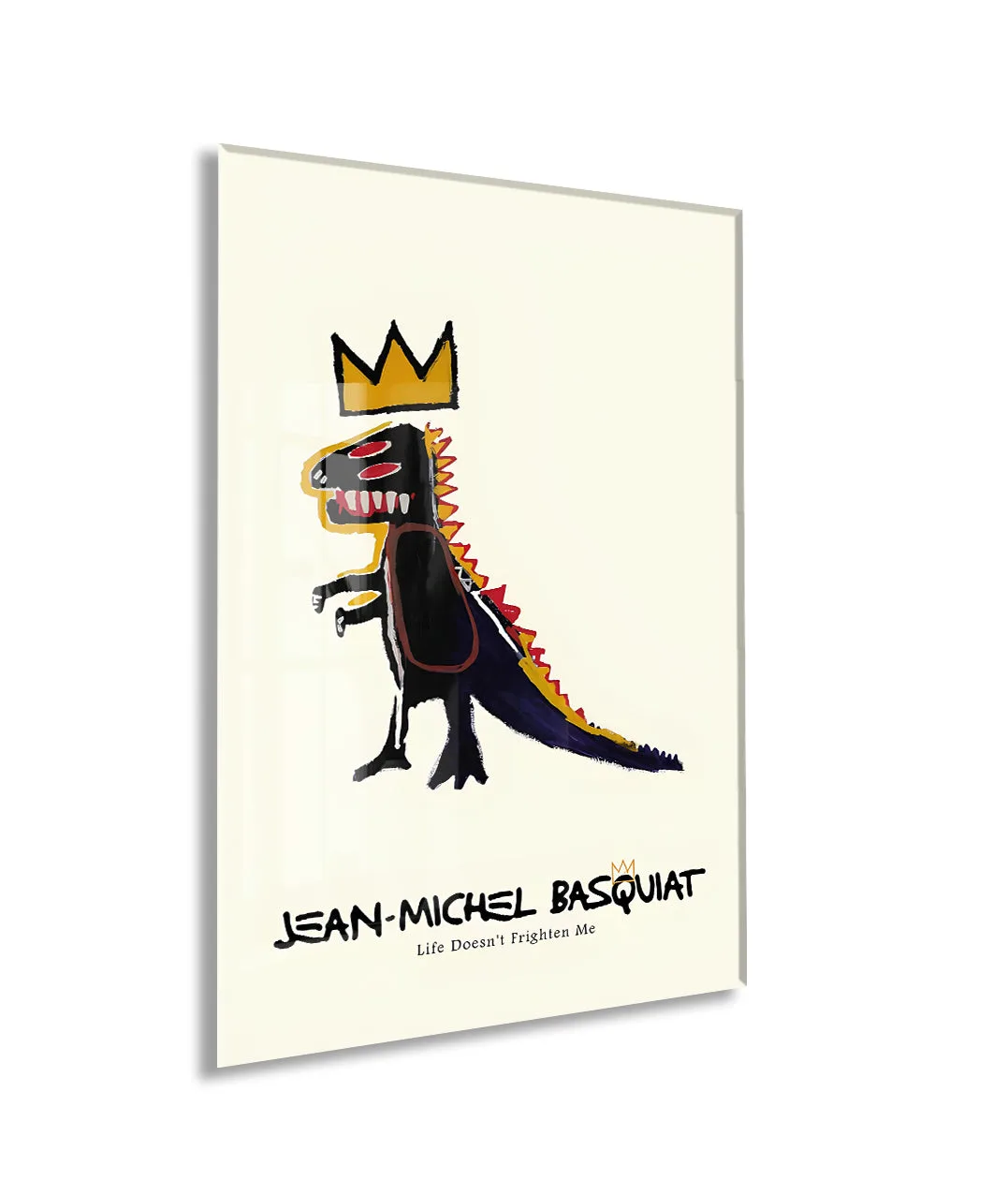 Basquiat Tarzı Dinozor Cam Tablo | Pop Art UV Baskılı Temperli Cam Duvar Dekoru - Peony161 — görsel 1